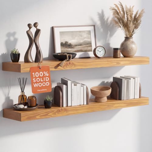 Homeforia 36 Inch Floating Shelves, High-End Solid Pine Wood, Set of 4 by Homeforia