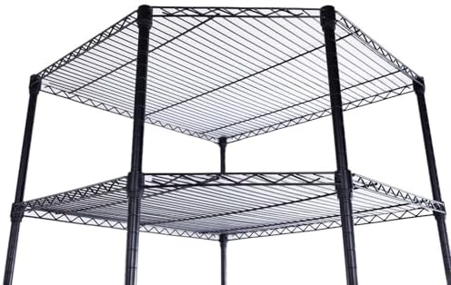 Bonnlo 6-Tier Rolling Heavy Duty Commercial Polygonal Corner Shelf Wire Shelving Unit Adjustable Storage Rack Free Standing Garage with 5 Wheels 26 4/5" L x 26 4/5" W x 71" H Inches (Black) - Image 6