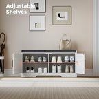Homleke Shoe Storage Bench, 2 Doors & Thickened Padded Seat Cushion - Image 6