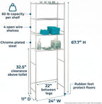 Honey-Can-Do Over-the-Toilet Bathroom Storage Shelf, Steel, Chrome, 4-Tier - Image 3