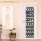 KYEVIS Over The Door Shoe Organizer Storage Fit 16-24 Pairs Hanging Shoe Rack Organiser for Closet Door, Deep Pocket Shoe Holder for Sneakers,Boots Storage(2 Pack Gray) - Image 5