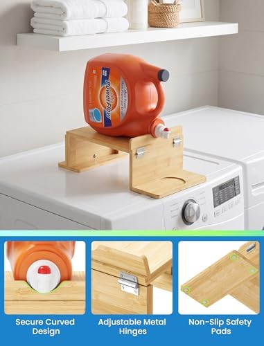 NiHome Laundry Detergent Dispenser, Adjustable Tilt Wood Stand, 2 Pack - Image 5