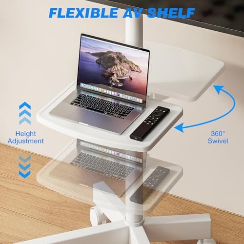 Rfiver Rolling TV Stand with Shelf for 23-65 inch TVs up to 88lbs White - Image 7