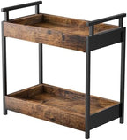 KLM Countertop Coffee Station Organizer, 2 Tier Wooden Shelf for Coffee Bar Accessories, Condiment Storage Caddy for Kitchen, Bathroom Counter Organizer, Home, Office - Brown by KLM