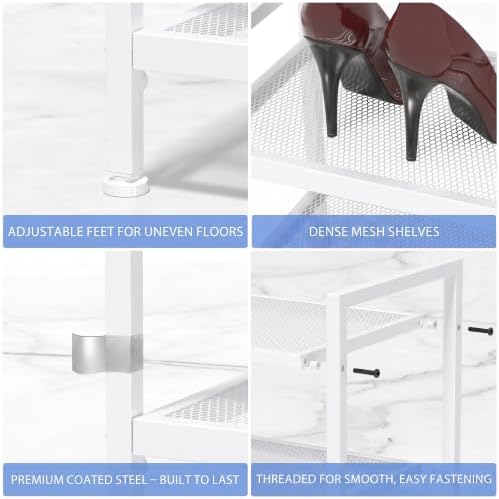 Expandable Shoe Rack for Closet, Entryway, Shoe Storage, 4-Tier, White - Image 5
