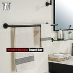 JQK Double Towel Bar 27 Inch, Matte Black Useable Length 24 Inch 304 Stainless Steel Thicken 0.8mm Bath Towel Rack for Bathroom, Towel Holder Wall Mount, TB100L24-PB - Image 5
