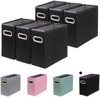 6 Packs Letter Size File Organizer, File Folders Organizer, Fabric Storage Box, Collapsible Paper Organizer with Metal Handle, Smooth PVC Rails, Only Box (Black) by ComfortKeeper