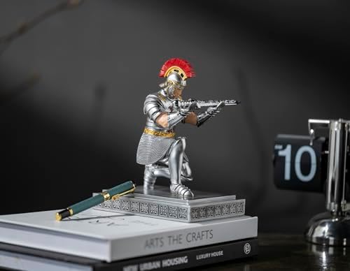 Roman Praetorian Warrior Knight Pen Holder Desk Ornament Silver - Image 4