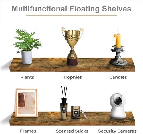 Sorbus Floating Shelves for Wall Storage (48 Inch, 2 Pack, Rustic Brown) - Image 6