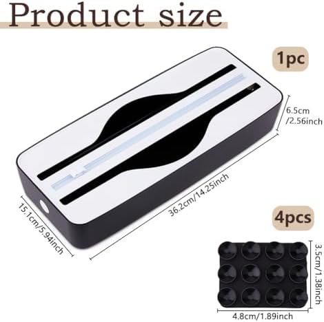 DICOSMETIC 1Pc Plastic Wrap Cutter Aluminum Foil Dispenser Cutter 2 in 1 Wrap Organizer Reusable Cling Film Slide Cutters Black Food Wraps Cutters Dual-Slot Multifunctional for Wax Paper - Image 2