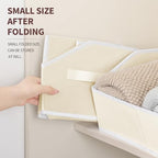 Homsorout Storage Bins for Shelves - Large Trapezoid Closet Shelf Organizer, Fabric Organization Bins with Handles, Storage Baskets for Clothes, Towel, Purse, 4 Pack, Beige - Image 4