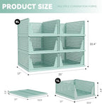 Pinkpum Green Boy Closet Organizers and Storage Stackable Plastic Drawer Basket for Clothing Stackable Storage Bins Shelf Storage Container for Rv Closet Wardrobe Bedroom Bathroom Playroom Man 6 Pack - Image 3