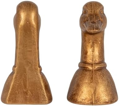 Creative Co-Op Decorative Distressed Cast Iron Duck Head Bookends, Gold - Image 3