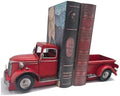 Decorative Book Ends Vintage Bookends: Metal Truck Book Stopper for Heavy Books - Farmhouse Decor for Shelf Table Coffee Bar Office Home - Gift for Adults Men Teen (Vintage Red) by Birminwind