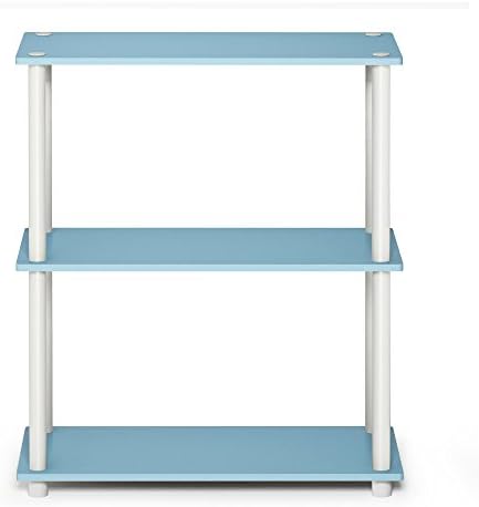 Furinno TURN-N-TUBE Storage Shelves, 3-Tier Book Shelf, Corner Shelf, Toolless Open Shelves, for Organization and Storage, Living Room, Garage, Home Office, Light Blue - Image 4