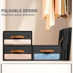 DIMJ Closet Organizers and Storage - Foldable Storage Bins with Drawers Fabric Stackable Storage Drawers with Clear Window,Fabric Clothes Organizers and Storage Drawers for Closet, 4-Pack, Black - Image 6