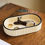 Preston Lane Ceramic Vanity Tray for Bathroom Countertop, Medium, Alabaster - Image 2
