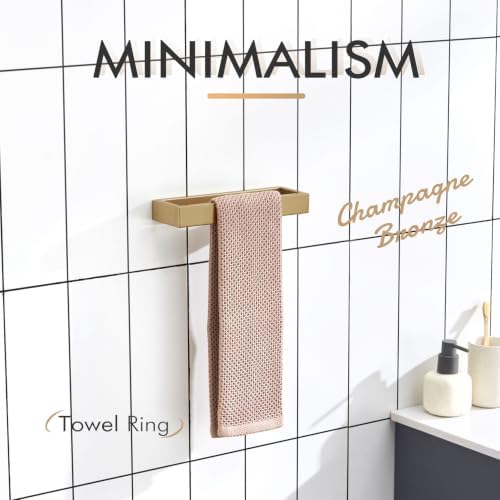 KOKOSIRI Towel Ring Wall Mount Hand Towel Racks 9-Inch Kitchen Holder Bathroom Hardware Champagne Bronze Stainless Steel, 2 Pack B4008CPG-L9-P2 - Image 3