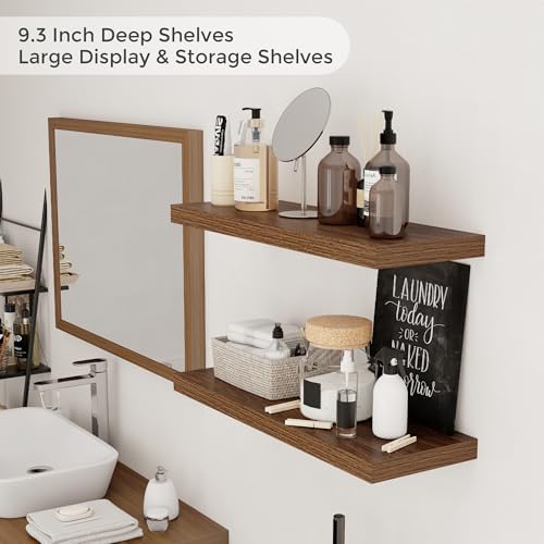 Floating Shelves for Wall, 24 inch Wooden Walnut Wall Shelves - Image 4