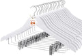 HOUSE DAY Wooden Hangers with Clips 24 Pack, Suit and Pants Hangers, White by HOUSEDAY