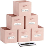 Storage Bins,11 Inch Cube Storage Bin with Labels,6pcs,Pink by Anyoneer
