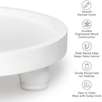 ROSE BLOOM 10" Round Wood Pedestal Stand, Farmhouse Display Riser for Bathroom Vanity, Kitchen Counter & Coffee Bar, Decorative Wooden Tray for Candles, Plants & Home Decor, White - Image 5