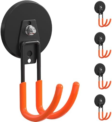 4Pcs Extra Large Magnetic Hooks Heavy Duty, 3.5in Strong Magnet Garage Hooks, Big Magnetic Storage Utility Hook For Garden/Cruise Cabin/Refrigerator/Hanging Tools, Magnetic Hanger/Holder/Organization by AIYOTAR