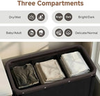 StorageWorks 3 Section Laundry Hamper, 120L Black Sorter Cart with Wheels - Image 3