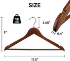 Wooden Clothes Hangers with Pants Bars, Walnut, 24-Pack - Image 2