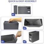 4 Pack Collapsible File Storage Box for Letter Size Documents, Portable File Organizer Box with Plastic Rails and Reinforced Cardboard, Desktop and Home Office Organization, Gray - Image 6