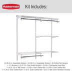 Rubbermaid Configurations Custom Closet Kit 4-8 Ft. Adjustable Metal Wire Shelving White Finish Expandable Organization System Hardware Included for Home Closet/Pantry/Laundry/Mudroom - Image 6