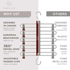 MORALVE Skirt Hangers Space Saving with Clips - 2 Pack - European Beechwood 5-Tier Hanger for Shorts, Skirts, and Pants - Closet Organizer and Storage Solution for Women with 360° Swivel Hook - Image 5