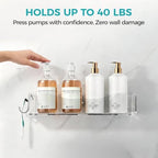 Clear Acrylic Shower Caddy Organizer Shelves, Adhesive Wall Storage 5-Pack - Image 4