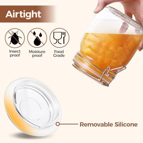 ComSaf Square Glass Pantry Jars with Airtight Lids 34 oz 3 Pack Coffee - Image 5