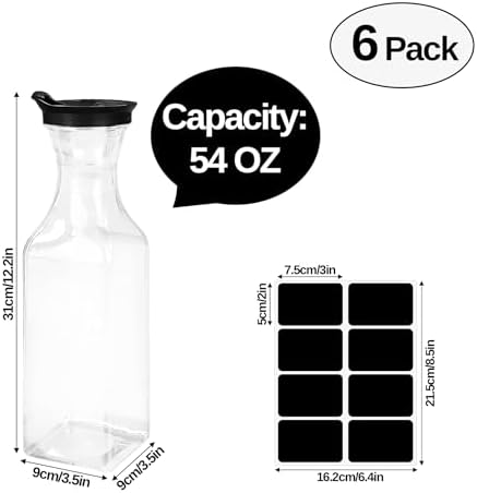 6 Pack Laundry Detergent Dispenser, 54oz Plastic Fabric Softener Dispenser for Powder & Bleach, Liquid Laundry Detergent Container, Clear - Image 2