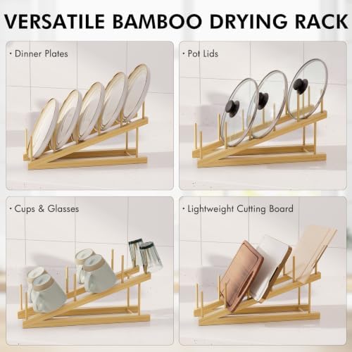 2-in-1 Stone Dish Drying Mat and Bamboo Dish Rack Combo, 24x16 Inch Super Absorbent Fast Dry Diatomaceous Earth Dish Drying Mat, Foldable Space Saver for Kitchen Counter Bathroom Apartment - Image 5