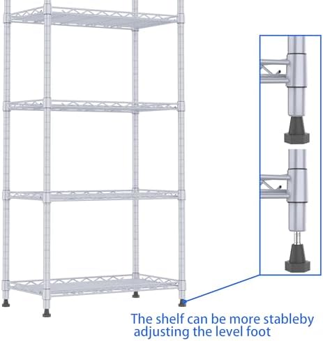 REGILLER 6 Wire Shelving Steel Storage Rack Adjustable Unit Shelves for Laundry Bathroom Kitchen Pantry Closet(Silver,11.7" D x 21.4" W x 63" H) - Image 7