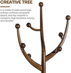 Bekrvio Coat Rack Freestanding Wood Coat Tree Rack with 8 Hooks, Walnut - Image 4