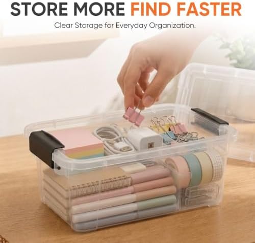 Superio 3.4 Quart Clear Plastic Storage Boxes with Lids, Stackable Organizer Containers, BPA-Free Storage Bins for Home, Office, School & Dorm, 4 Pack - Image 2