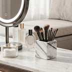 Natural Lilac Marble Toothbrush Holder 3.93Inch Solid Stone Makeup Brush Organizer, Luxurious Pen Holder, Square Utensil Storage Container for Bathroom, Office, Countertop Home Decor (WH097) - Image 5