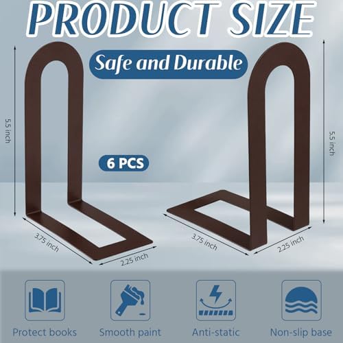 Chunful 18 Pcs Bronze Metal BookEnds Shelves, 7.5 x 5.75 x 3.5 in - Image 3