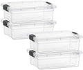 Superio 7.4 Quart Clear Plastic Storage Bin with Lid, Stackable Organizer Box, BPA-Free Storage Container for Home, Garage, School & Office, 4 Pack by Superio