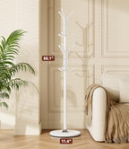 Coat Rack with 12 Hooks, Freestanding Coat Tree with Sintered Stone Base, Sturdy Metal Coat Stand for Hats, Purses & Jackets, Ideal for Entryway, Bedroom, Office & Closet, 11.4" x 11.4" x 68.1", White - Image 2