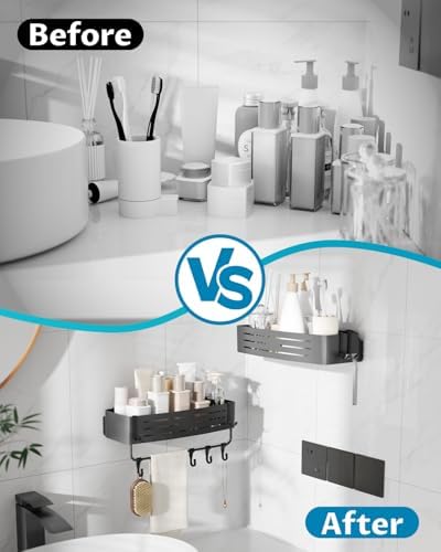 Onemake Shower Caddy Suction Cup, 2 Pack Shower Shelf with Hooks for Bath - Image 3