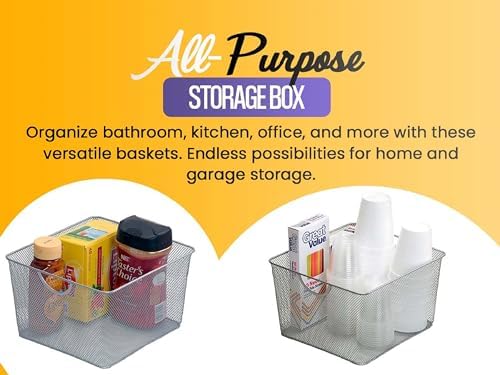 YBM HOME Kitchen Pantry Organizer Wire Baskets for Shelves, Cabinets, Pantry, Countertop, Mesh Open Storage Bin Metal Basket for Organizing Food Supplies, 12 Pack, 14x10x8.8 - Image 5