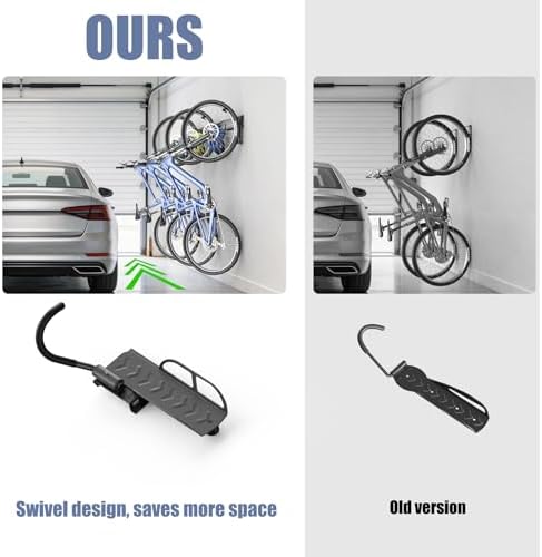 WALMANN Wall Mounted Swivel Bike Rack for Garage, Rotating Vertical Bike Storage for 5 Bikes, Space-Saving Bike Hooks, 500 lbs Capacity(Hanging 5 Bikes) - Image 7