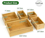 VaeFae 5 PCS Bamboo Drawer Organizers Set, 5-size Organizer Box, Storage Bins for Kitchen, Bathroom, Office, Bedroom and Living Room - Image 2