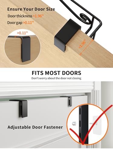 9-Tier Over Door Storage Rack, Heavy Duty Metal Hanging Organizer for Kitchen, Black - Image 4