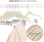 Korpai 36-Pack Beige Velvet Hangers with Clips Adjustable,Adult Hangers,Outfit Hanger,Heavy-Duty,Felt,Non-Slip,Space Saving, for Pants, Skirts, Suits,Coats, Dresses ect. - Image 4