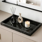 Garvee Natural Marble Tray, 12x8 Inch Dark Coffee Veined Stone Vanity Tray for Bathroom Counter, Non-Ceramic/Non-Resin Decorative Organizer for Home Decor - Image 7